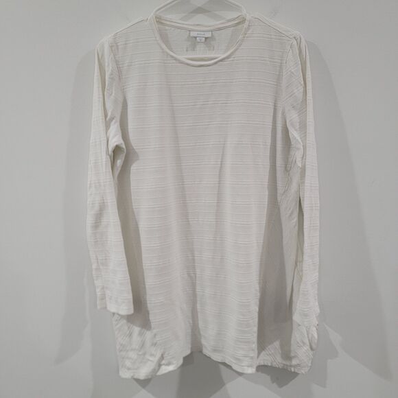 Pure Jill Womens Top Size Medium White Embroidered Sharkbite Hem Minimalist - Picture 1 of 7